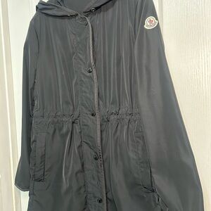 Moncler Black Hooded Drawstring-Waist Puffer Coat